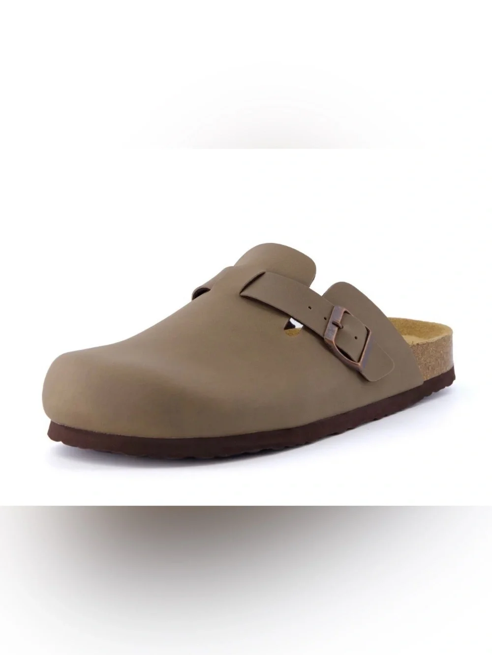 NWOB Cushionaire Men's Slip-On Buckle Clog in Taupe Size 12